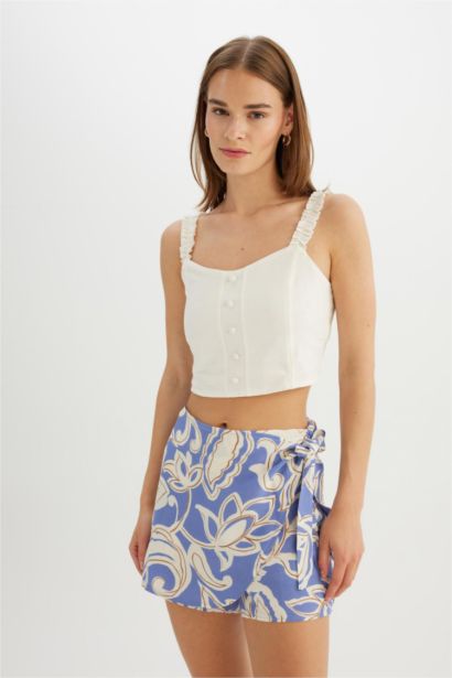 Viscose High Waist Wide Leg Shorts
