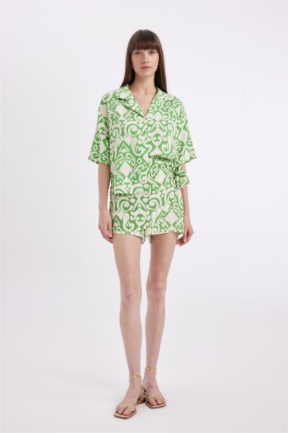 Viscose High Waist Wide Leg Shorts