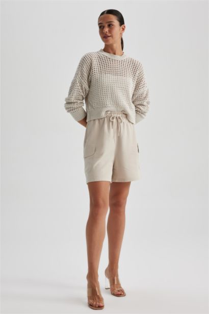 High Waist Linen Blend Shorts