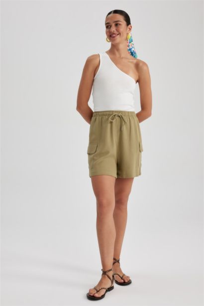 High Waist Linen Blend Shorts