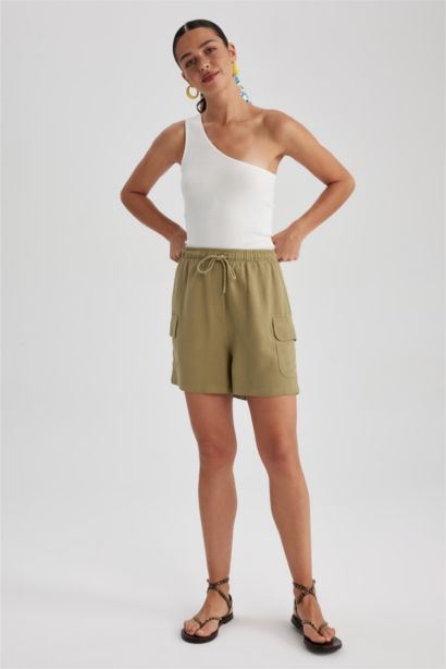 High Waist Linen Blend Shorts