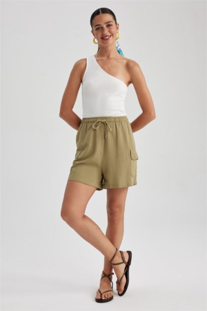 High Waist Linen Blend Shorts
