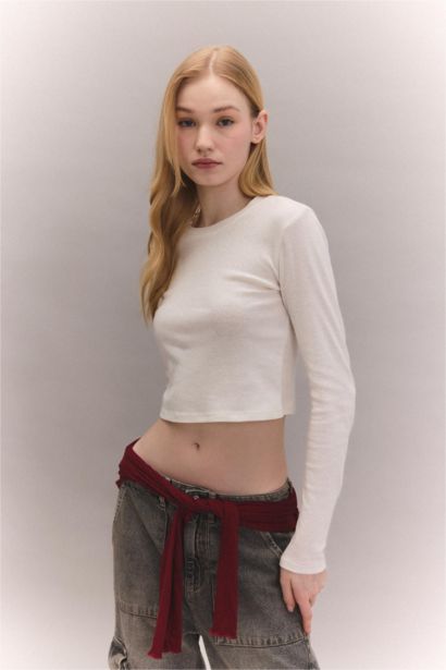 Fitted Ribbon Basic Long Sleeve T-Shirt