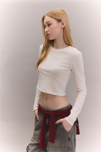 Fitted Ribbon Basic Long Sleeve T-Shirt