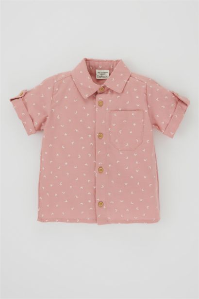 قميص ولادي مطبوع بوبلين قصة عادية