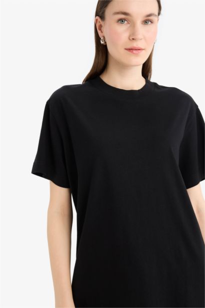 تونيك نص كم قصة عادية برقبة مستديرة