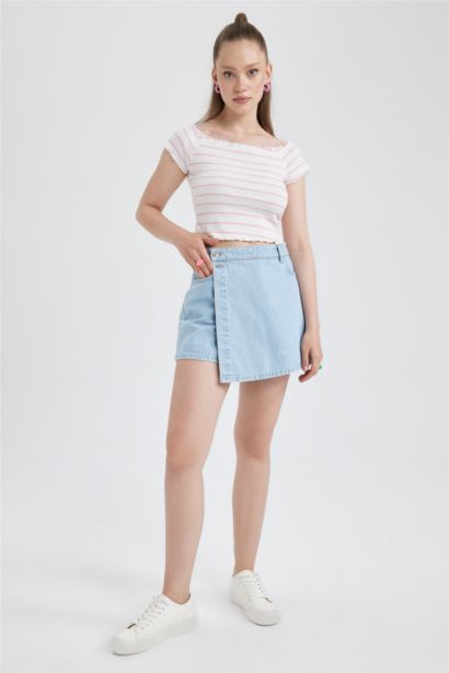 Футболка з коротким рукавом приталеного крою смугастий Камзол для жінок