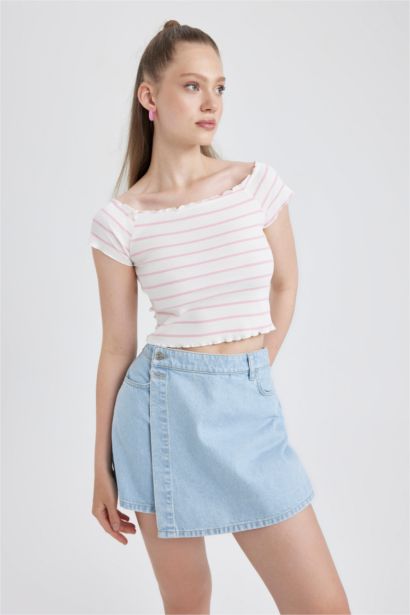 Футболка з коротким рукавом приталеного крою смугастий Камзол для жінок