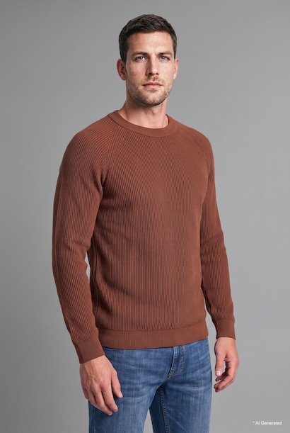 Pull en tricot basic à col rond et manches longues Coupe standard
