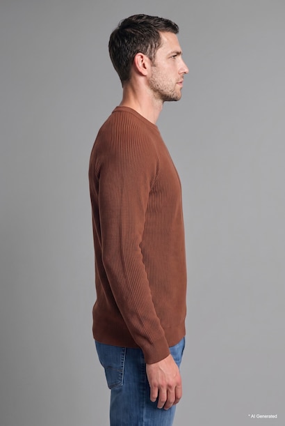 Pull en tricot basic à col rond et manches longues Coupe standard