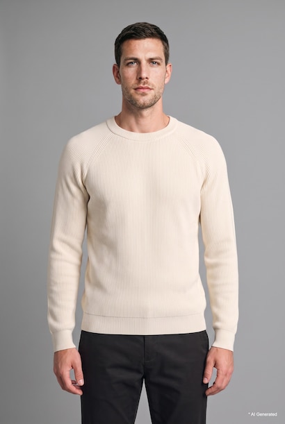 Pull en tricot basic à col rond et manches longues Coupe standard