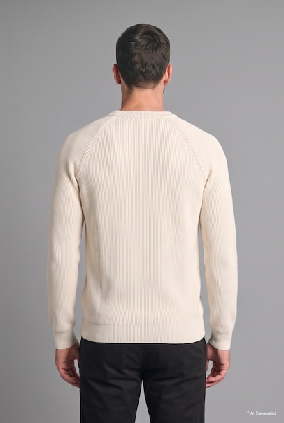 Pull en tricot basic à col rond et manches longues Coupe standard