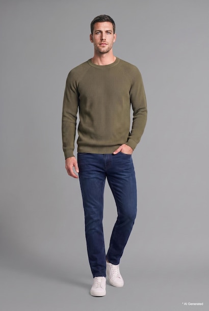 Pull en tricot basic à col rond et manches longues Coupe standard