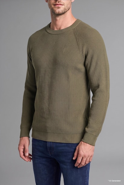 Pull en tricot basic à col rond et manches longues Coupe standard