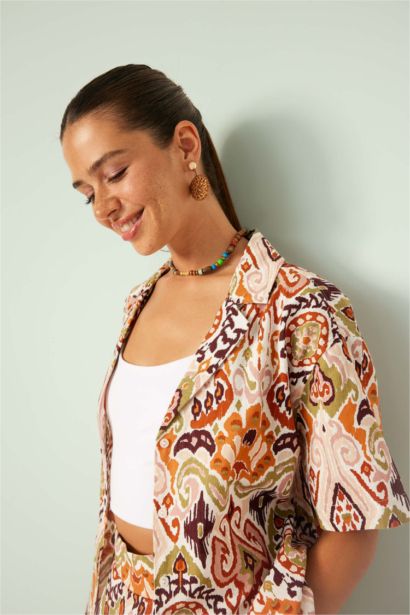 Chemise en coton à manches courtes Coupe régulière