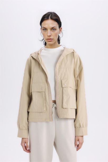 Relax Fit Hooded Zipper Waterproof Jacket