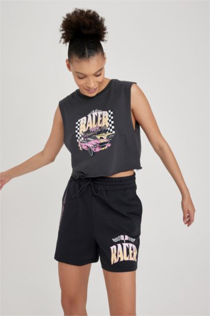 كروب توب قطن قصة فضفاضة مطبوع