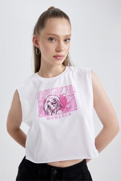 كروب توب قطن قصة فضفاضة مطبوع