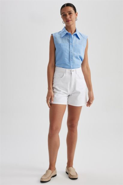 قميص مخطط بدون ردن اوفر سايز