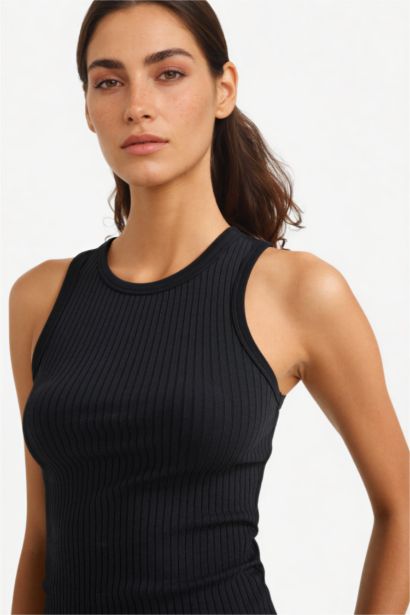 Débardeur côtelé à col halter Coupe slim