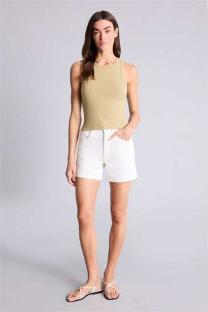 Slım Fıt Halter Yaka Fitilli Kaşkorse Atlet