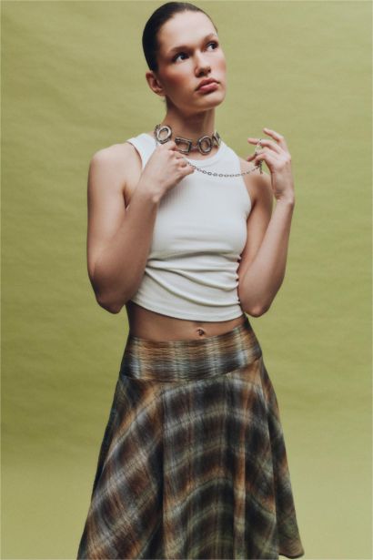 Slım Fıt Halter Yaka Fitilli Kaşkorse Atlet