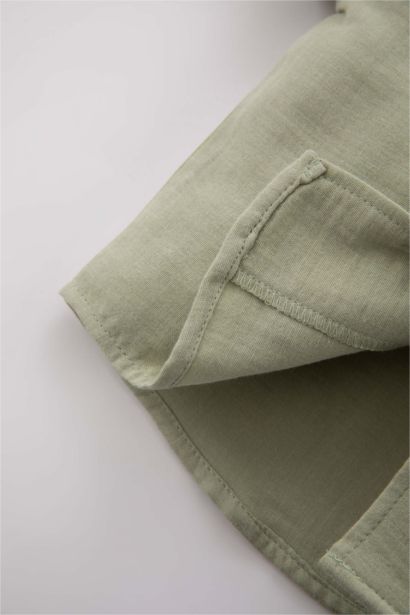 قميص نص كم موسلين قصة عادية برقبة قميص