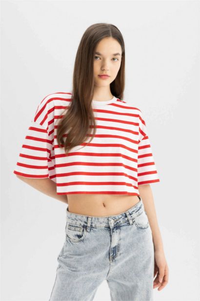 Fitted Striped Short Sleeve T-Shirt