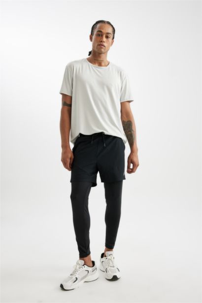 Slim Fit Dar Kesim Sporcu Uzun Taytlı Dokuma Şort