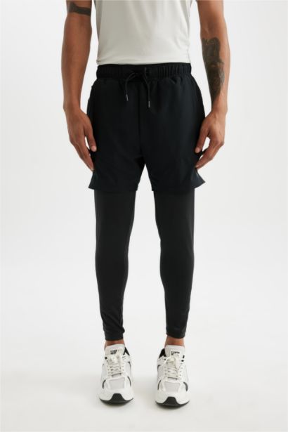 Slim Fit Dar Kesim Sporcu Uzun Taytlı Dokuma Şort