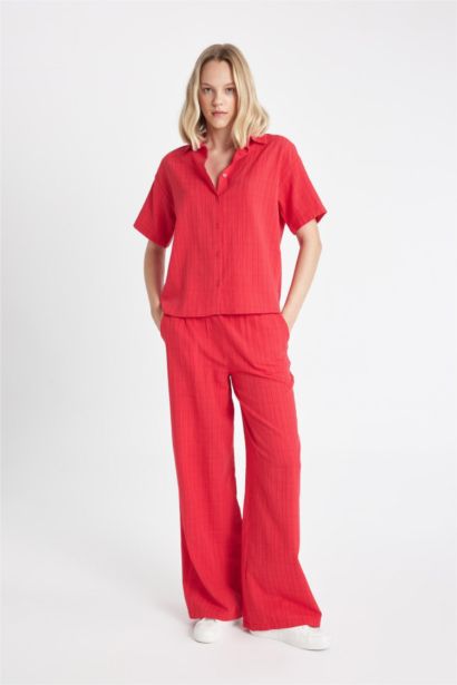 Oversize Linen Look Short Sleeve Shirt