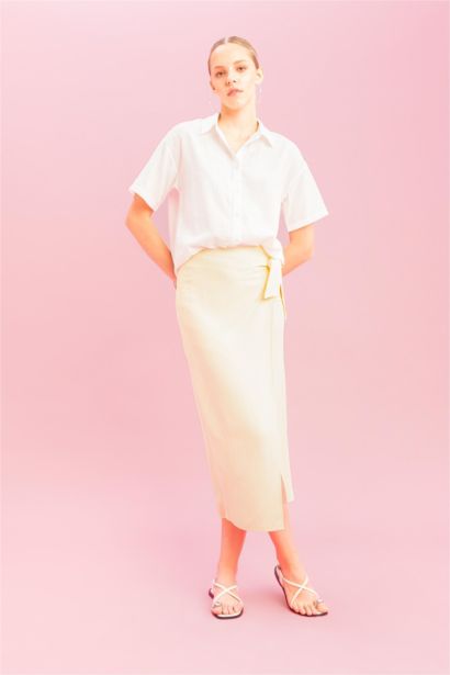 Oversize Linen Look Short Sleeve Shirt