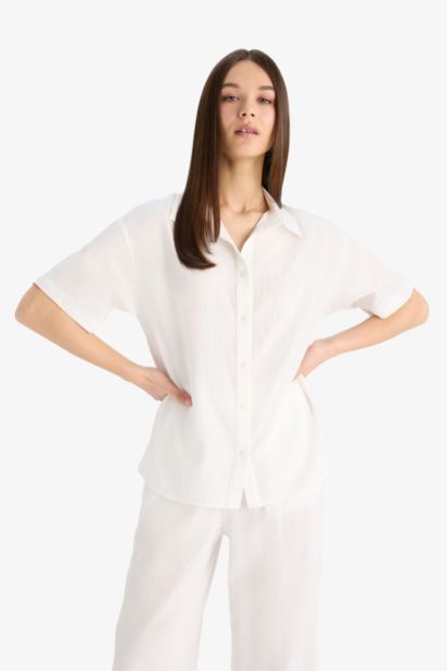 Oversize Fit Basic White Shirt