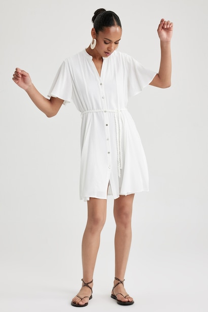 Crinkle Viscose Mini Dress