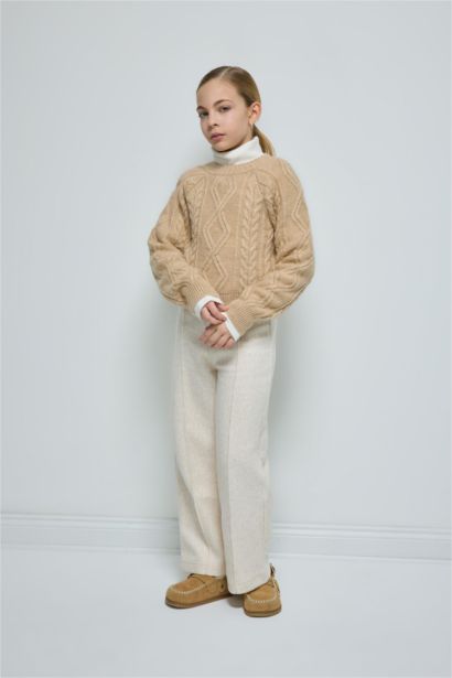 بنطلون سويت بانتس بناتي وايد ليج برجل واسع ورجل مطاطي