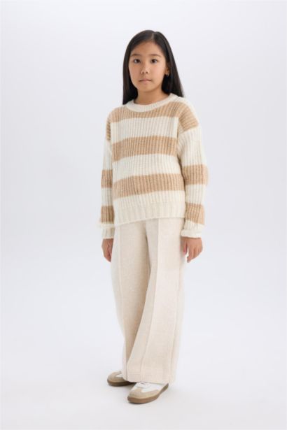 بنطلون سويت بانتس بناتي وايد ليج برجل واسع ورجل مطاطي