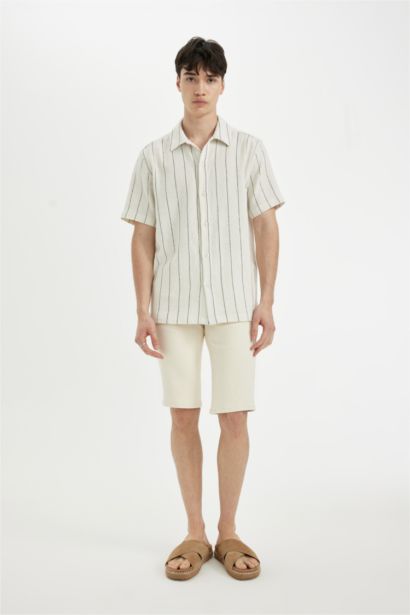 Regular Fit Striped Cotton Short Sleeve Shirt