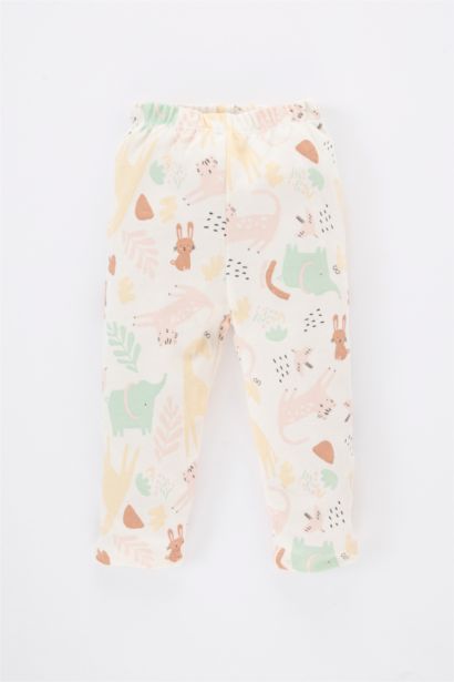 Kız Bebek Safari Baskılı Uzun Kollu Pijama Takımı