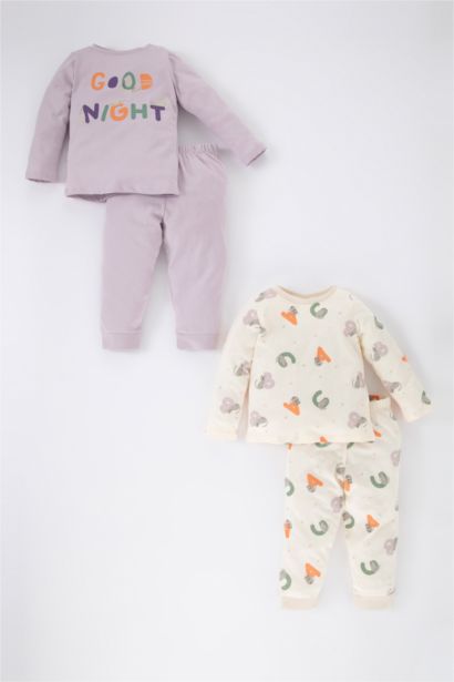 4 piece Regular Fit Crew Neck Slogan Knitted Pyjamas
