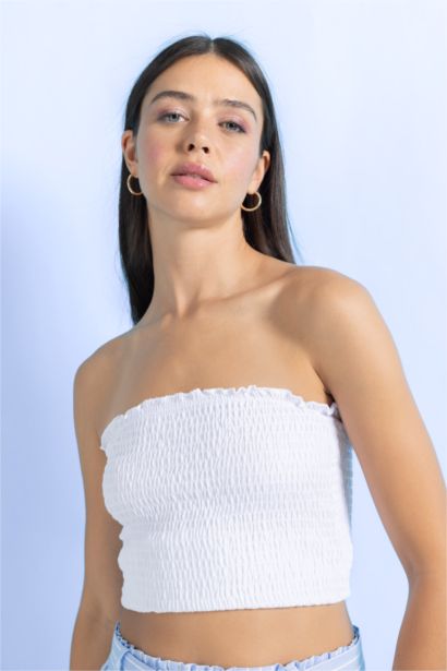 Slim Fit Strapless Cotton Top
