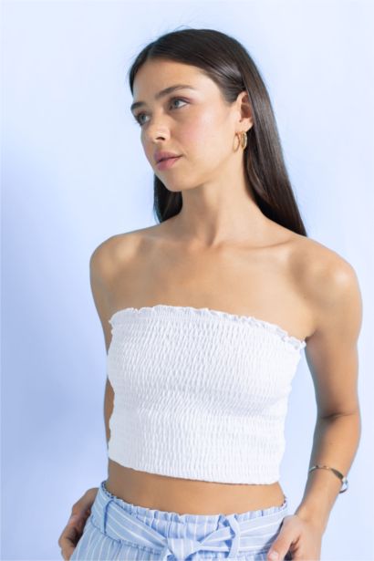 Slim Fit Strapless Cotton Top