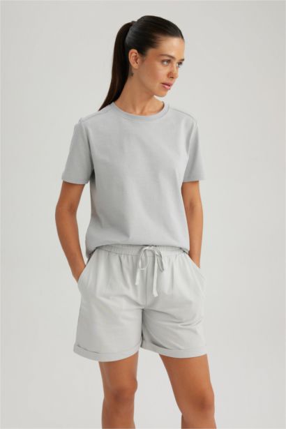 T-Shirt Coton Coupe Régulière Col Rond À Manches Courtes