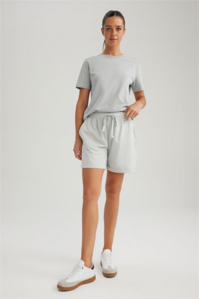 T-Shirt Coton Coupe Régulière Col Rond À Manches Courtes