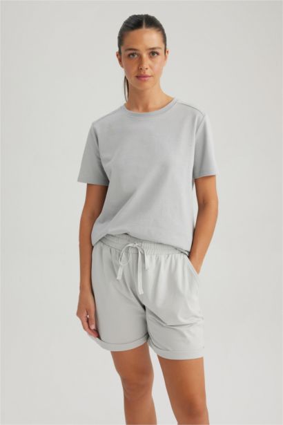 T-Shirt Coton Coupe Régulière Col Rond À Manches Courtes