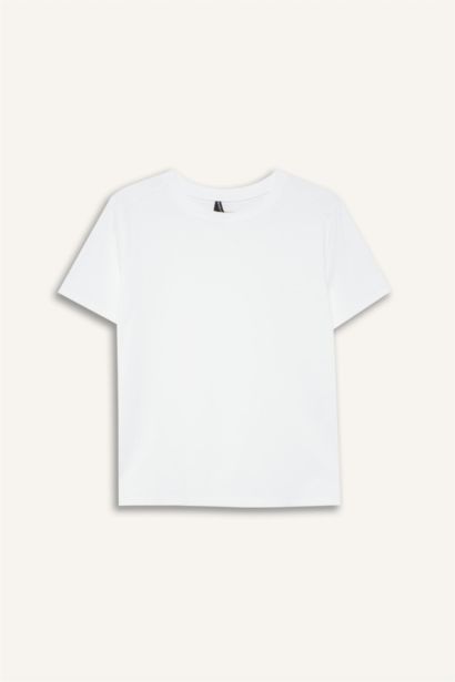 تيشيرت بيزك بريميوم نص كم قصة عادية برقبة مستديرة