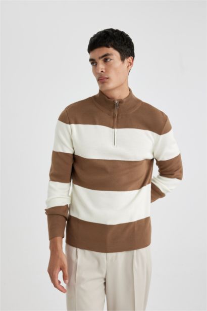 Пуловер стандартного крою з коміром стійкою трикотажний для чоловіків