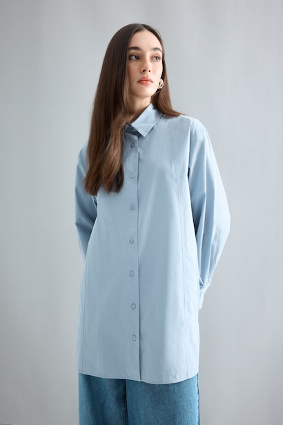 Relax Fit Poplin Long Sleeve Tunic