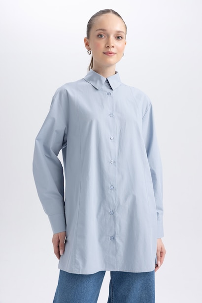 Relax Fit Poplin Long Sleeve Tunic
