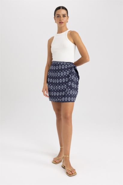 تنورة قصيرة بنمط عرقي قصة A بخصر عادي