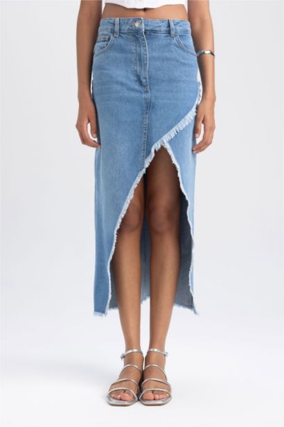 Long Fit Denim Skirt